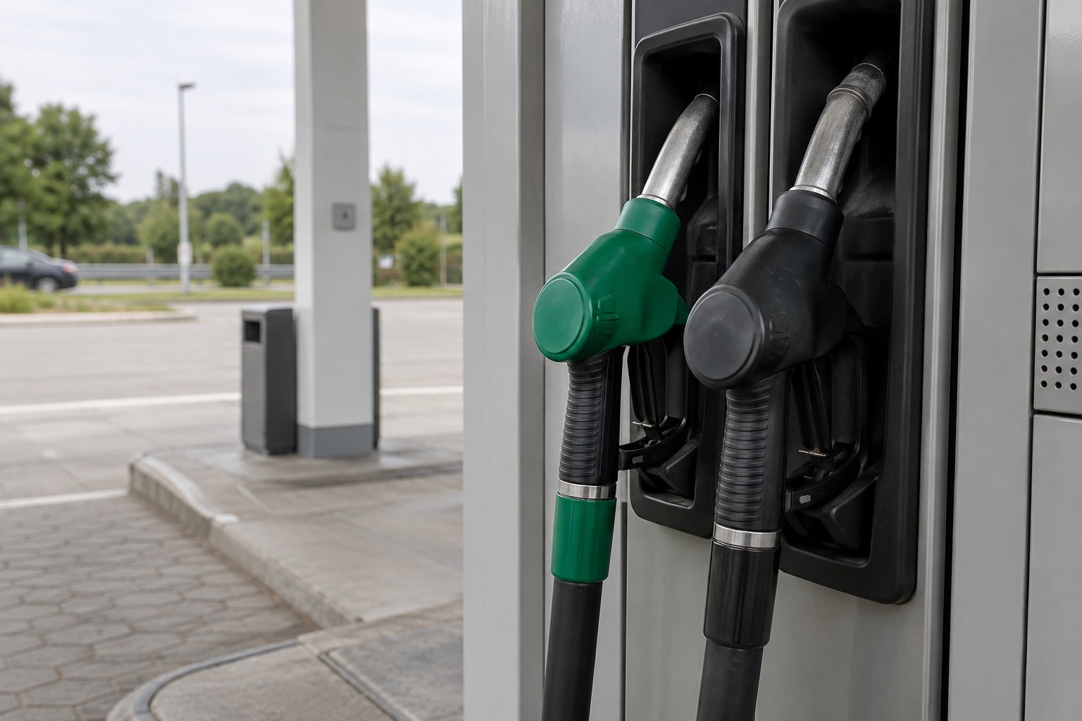 Zapfpistolen an einer Tankstelle.