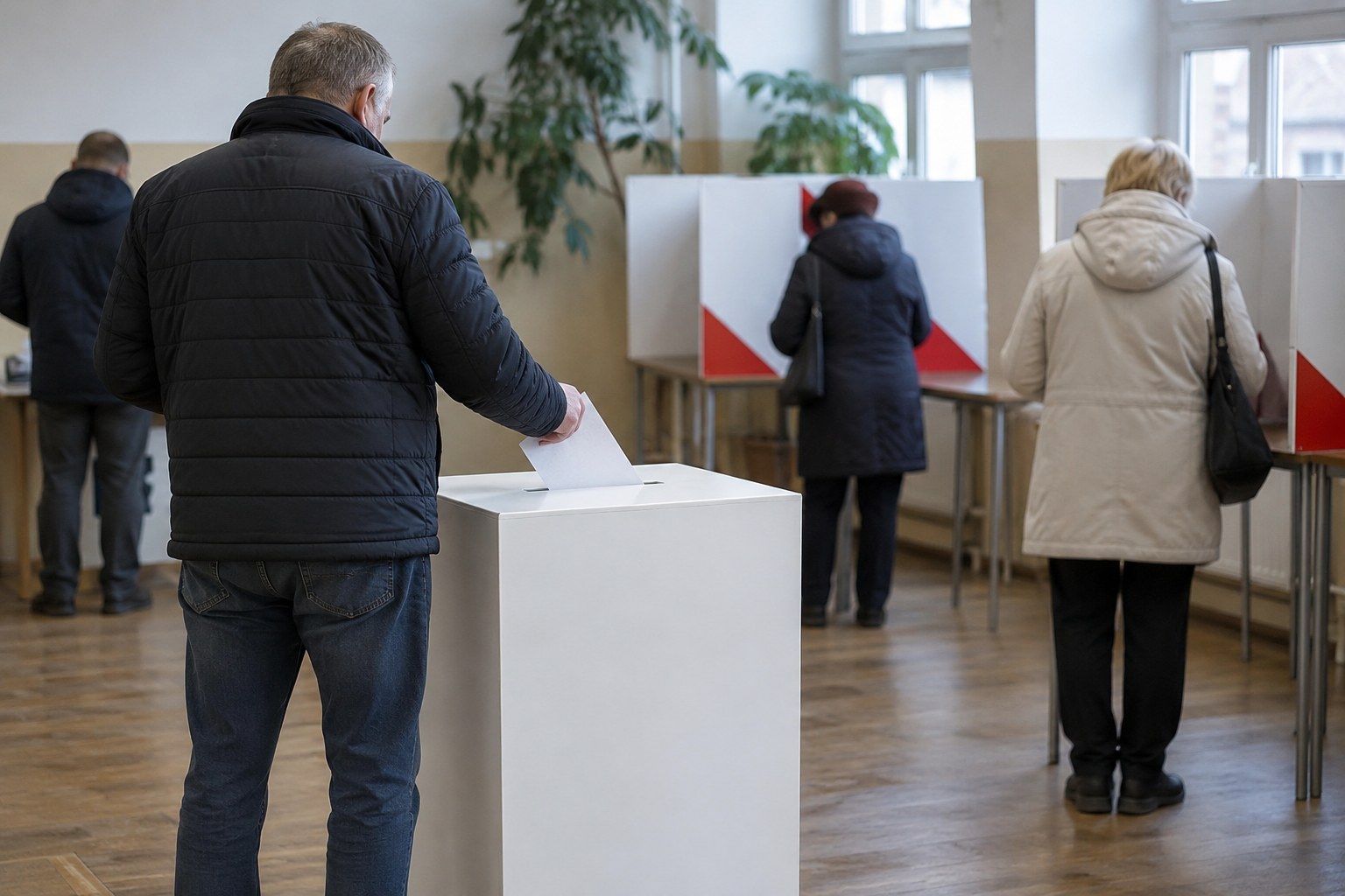 Stimmabgabe an einer Wahlurne.