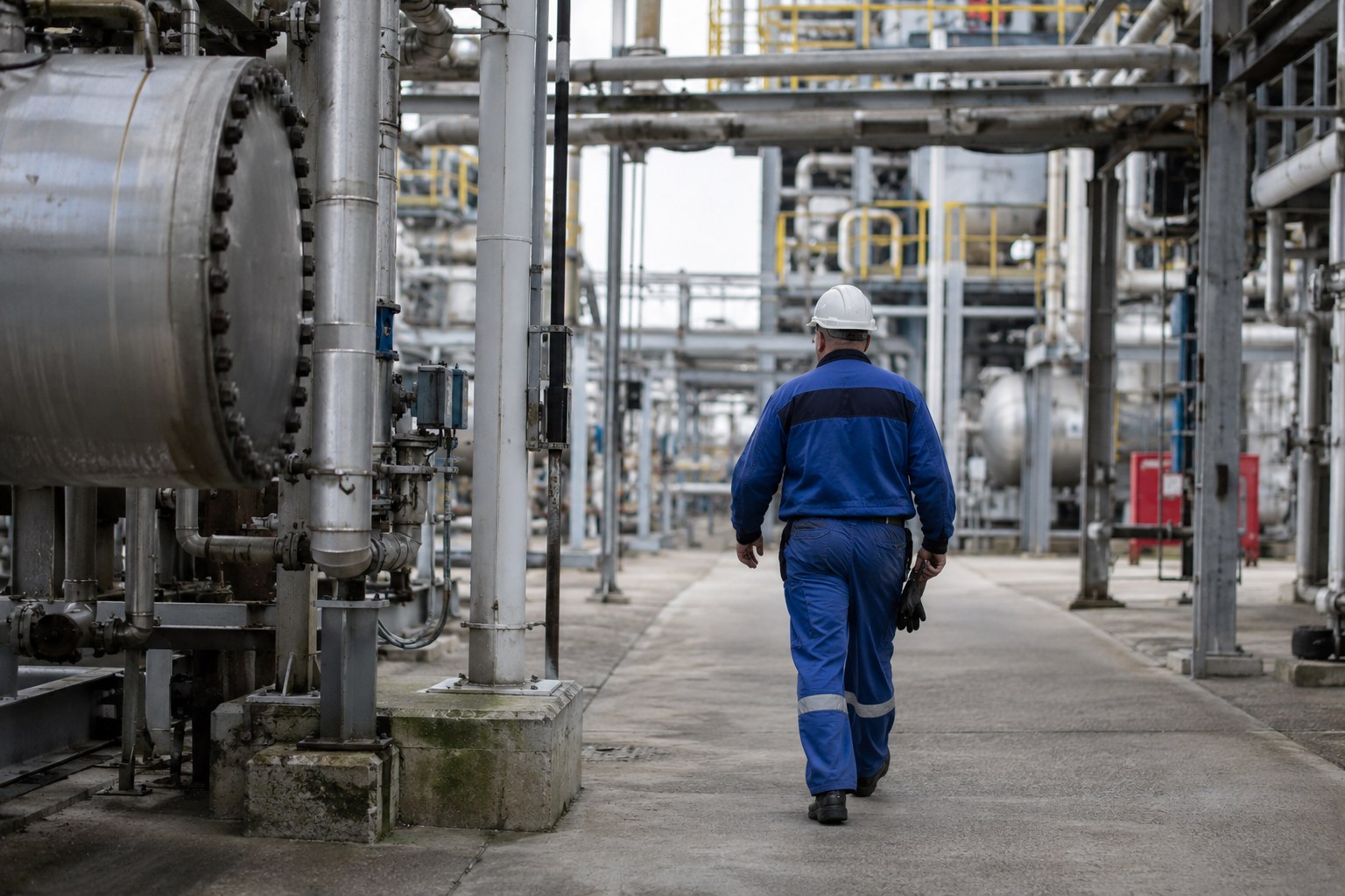 Arbeit an einem Standort der Chemieindustrie.