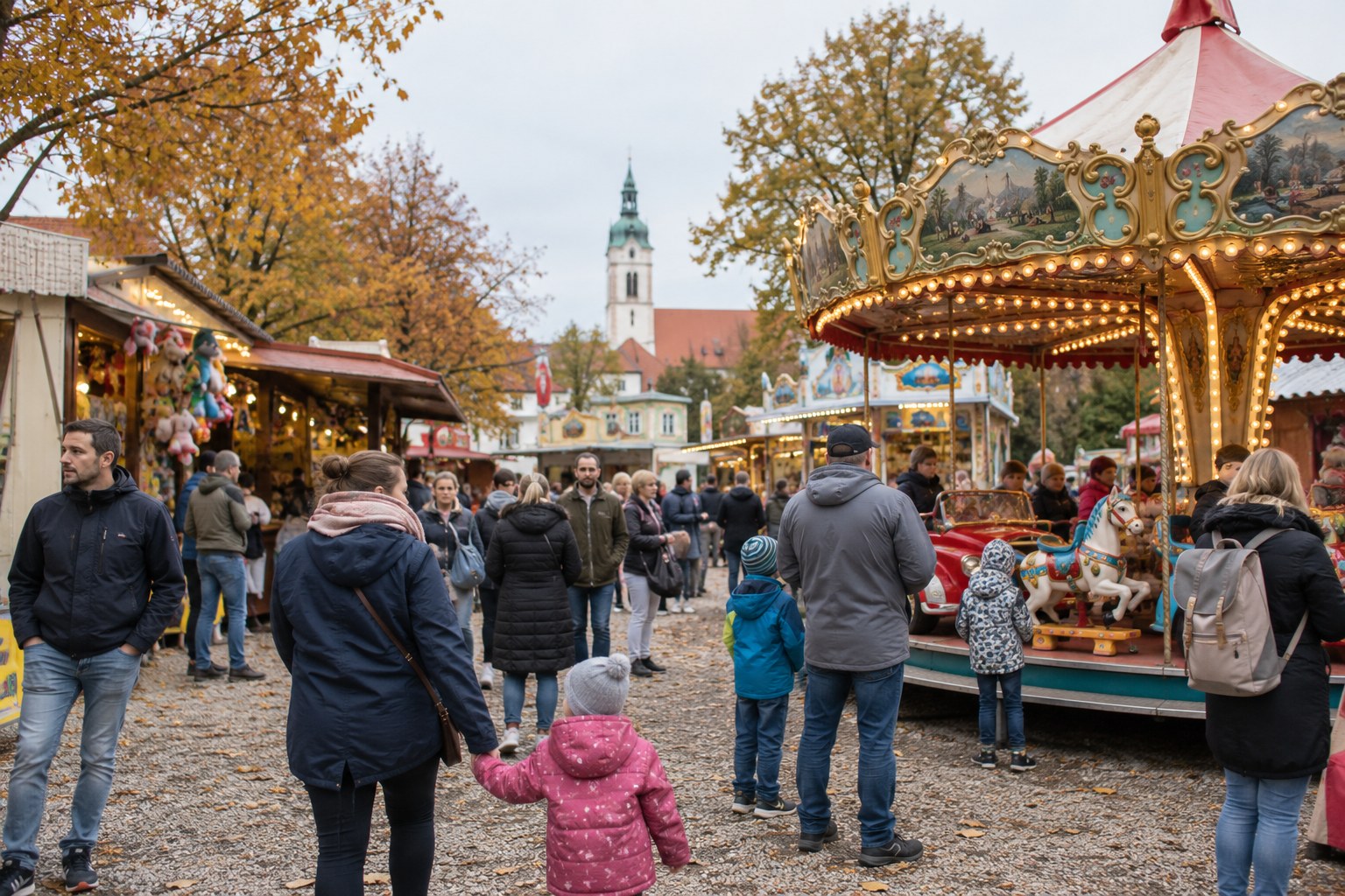 Besucher auf einem Herbstjahrmarkt.