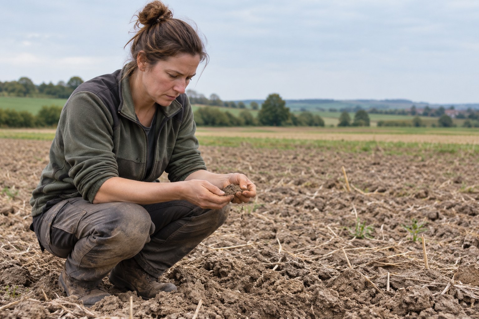 Trockene Erde auf einer landwirtschaftlichen Fläche.
