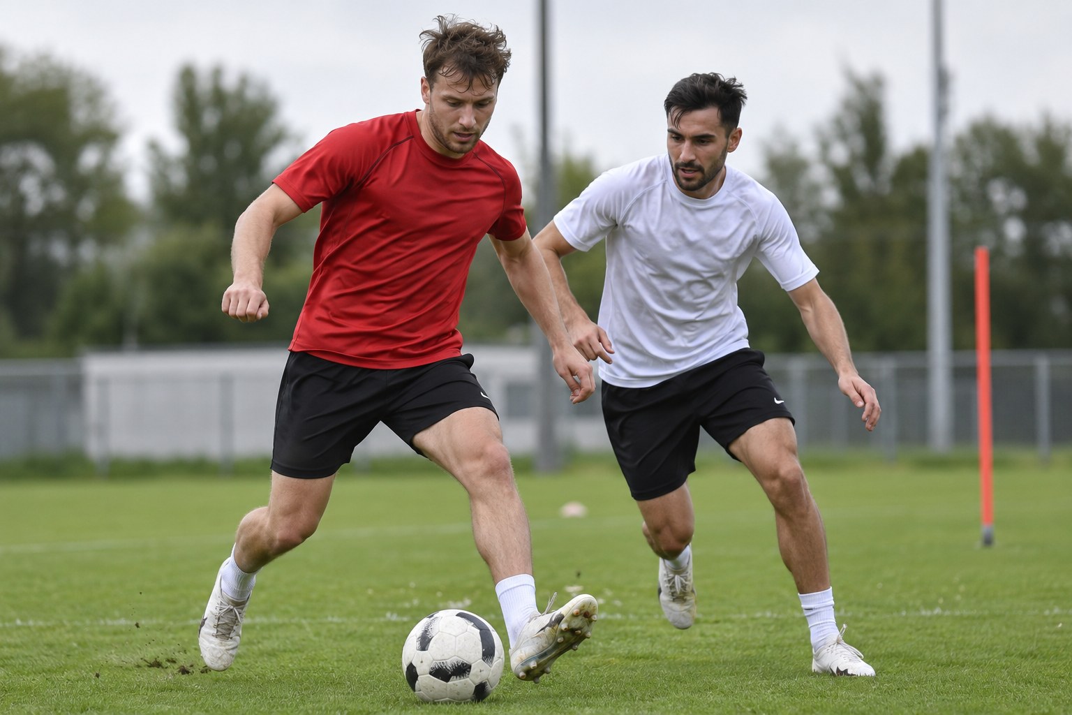 Fußballspieler während einer Trainingseinheit.